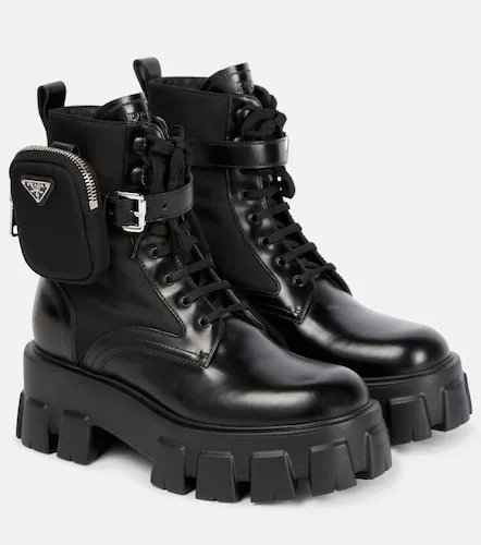 Prada Monolith leather ankle boots - Prada - Modalova