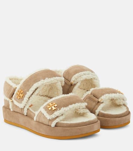 Kira faux fur-trimmed suede sandals - Tory Burch - Modalova