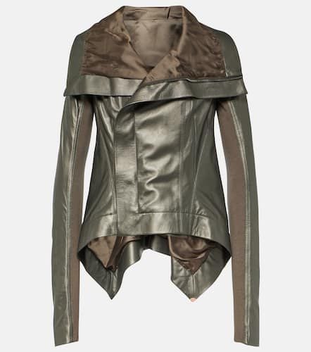 Metallic leather biker jacket - Rick Owens - Modalova