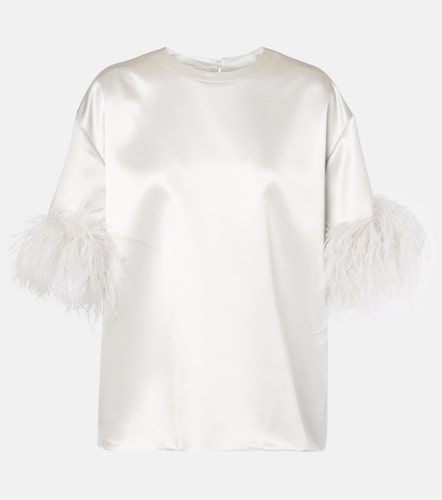 Top de satén de seda con plumas - Valentino Garavani - Modalova