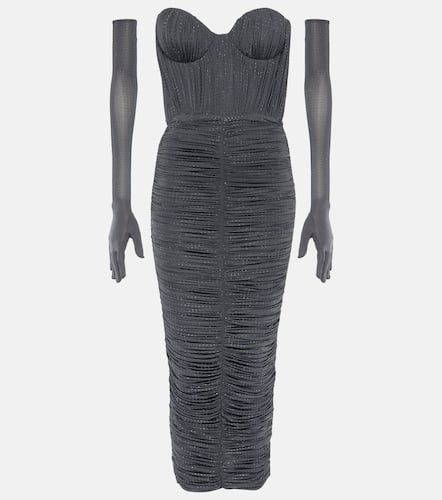 Crystal-embellished ruched jersey midi dress - Alex Perry - Modalova