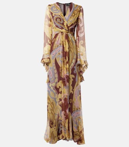 Printed gathered silk chiffon gown - Etro - Modalova