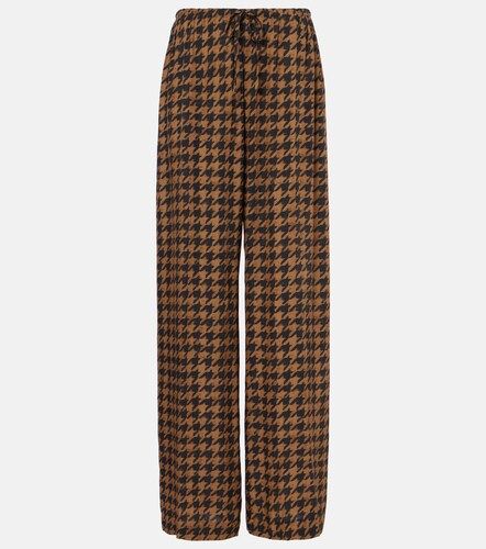Pantalones rectos de satén con pata de gallo - Dries Van Noten - Modalova