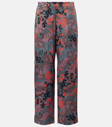 Printed silk charmeuse straight pants - Asceno - Modalova