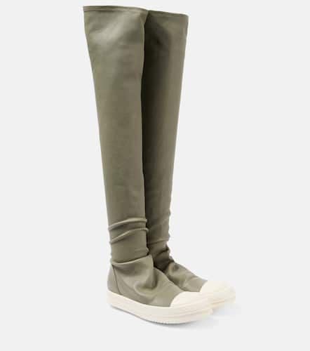 Stockings over-the-knee leather sneakers - Rick Owens - Modalova