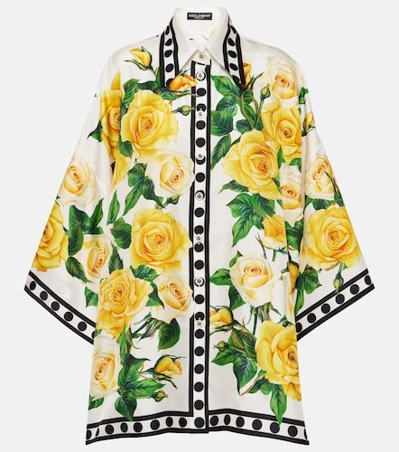 Camicia oversize in seta con stampa floreale - Dolce&Gabbana - Modalova