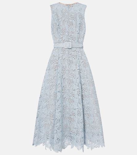 Robe midi en dentelle à fleurs - Oscar de la Renta - Modalova
