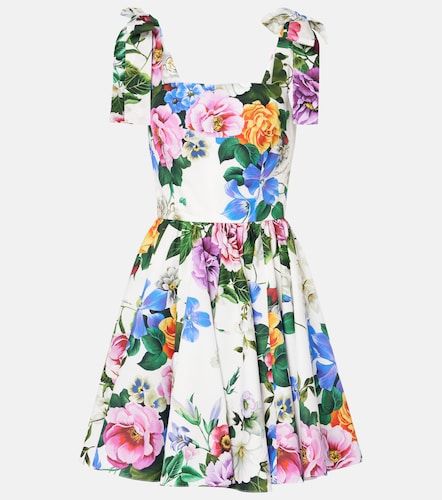 Abito corto in cotone con stampa - Dolce&Gabbana - Modalova