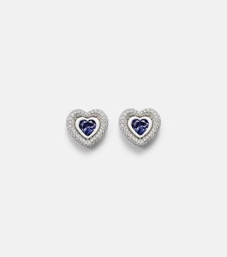 Heart 18kt white gold earrings with tanzanite and diamonds - Kamyen - Modalova