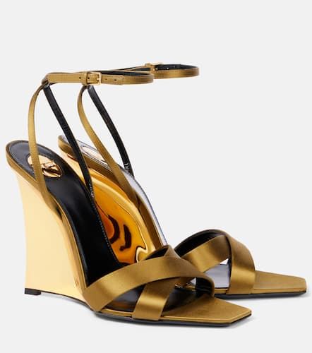 Sandalias con cuña Lucienne en crepé satén - Saint Laurent - Modalova