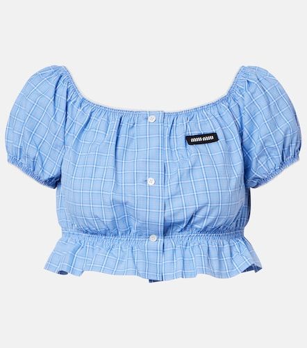 Checked cotton poplin crop top - Miu Miu - Modalova