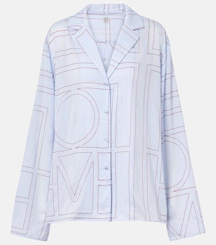 Camisa de pijama de popelín de mezcla de algodón bordada - Toteme - Modalova