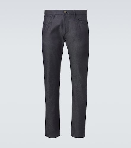 Jeans rectos en mezcla de algodón y seda - Giorgio Armani - Modalova