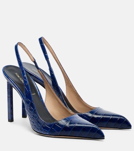 Croc-effect leather slingback pumps - Tom Ford - Modalova