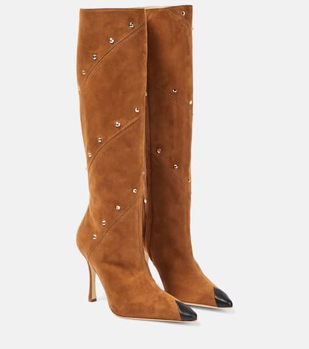 Embellished suede knee-high boots - Alessandra Rich - Modalova
