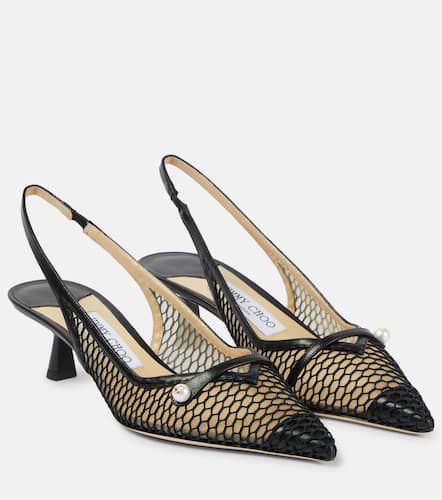 Amita 45 leather-trimmed slingback pumps - Jimmy Choo - Modalova