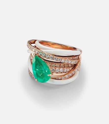 Kt rose ring with emerald and diamonds - Kamyen - Modalova