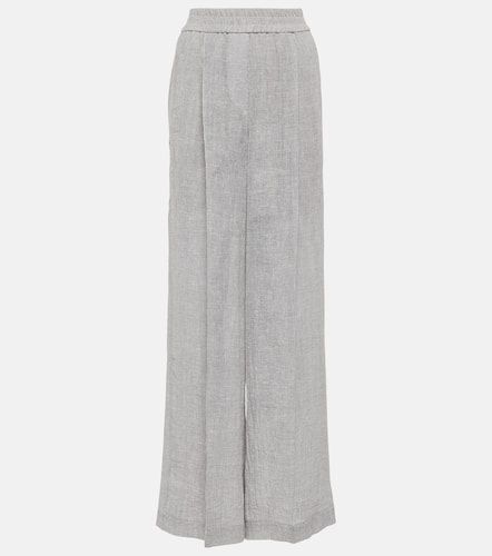 Low-rise linen-blend wide-leg sweatpants - Brunello Cucinelli - Modalova