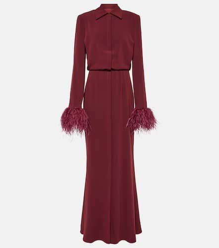 Feather-trimmed crÃªpe satin shirt dress - Roland Mouret - Modalova