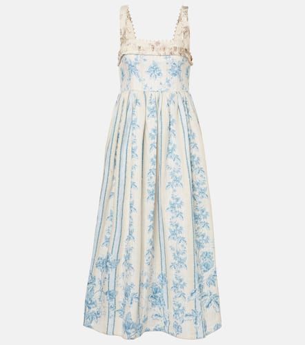 Barbara floral linen midi dress - Agua by Agua Bendita - Modalova