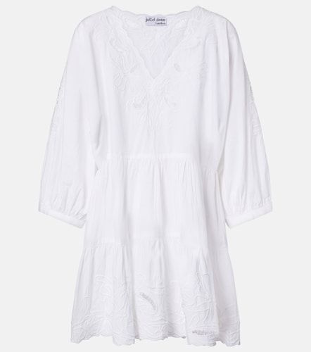 Vestido corto de popelín de algodón bordado - Juliet Dunn - Modalova