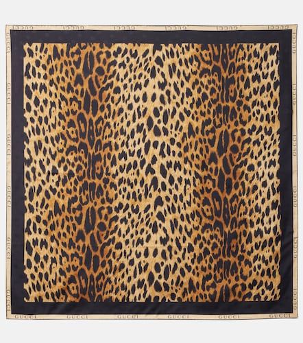 Leopard-print silk twill scarf - Gucci - Modalova