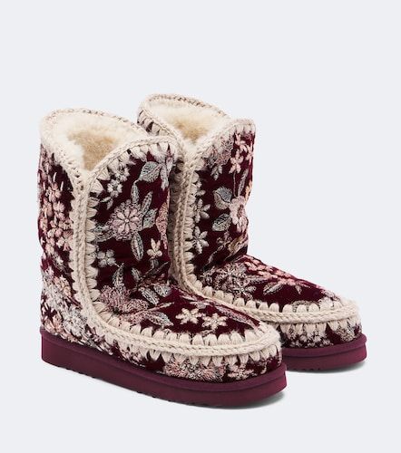 Bestickte Ankle Boots 24 aus Samt mit Shearling - Mou - Modalova