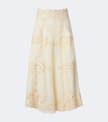 Gonna midi Fleur in lino con crochet - Ulla Johnson - Modalova