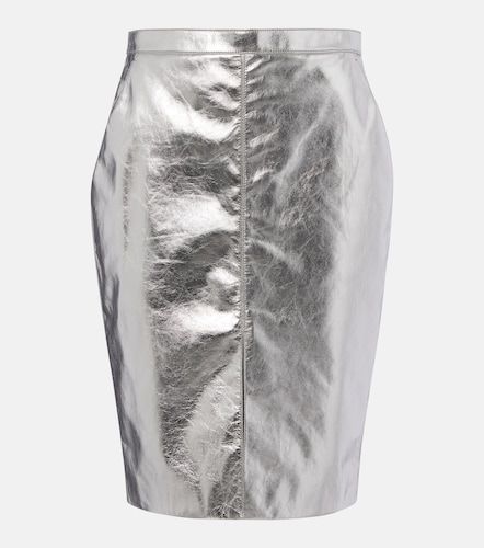Metallic leather pencil skirt - Saint Laurent - Modalova