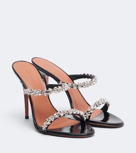 Elizabeth embellished leather mules - Amina Muaddi - Modalova