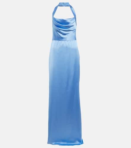 Draped halterneck satin gown - Rasario - Modalova