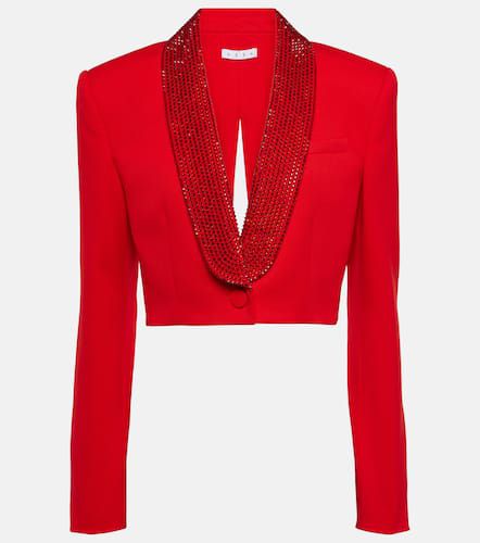 Crystal-embellished cropped wool blazer - Area - Modalova