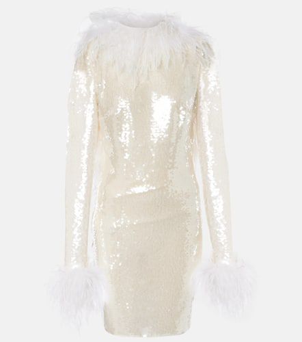 Feather-trimmed sequined minidress - The New Arrivals Ilkyaz Ozel - Modalova