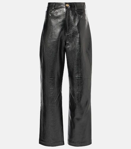 Pantaloni a gamba larga e vita alta in pelle - Jacques Wei - Modalova