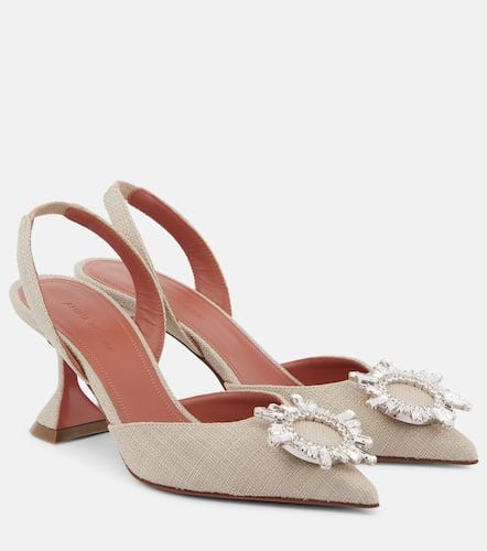 Begum 70 embellished canvas slingback pumps - Amina Muaddi - Modalova