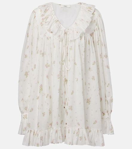 Printed ruffled cotton minidress - Chloe - Modalova