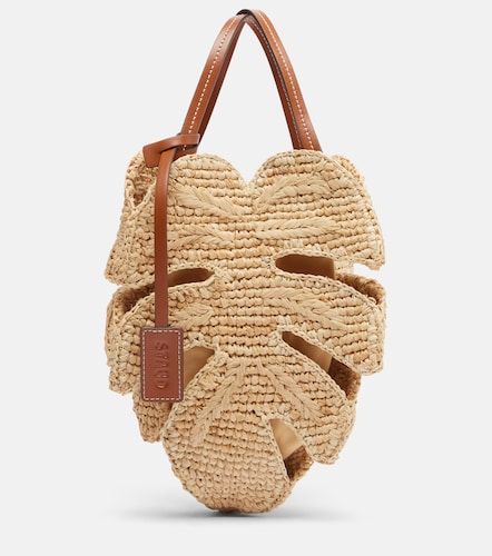 Borsa a mano Palm in rafia con pelle - Staud - Modalova