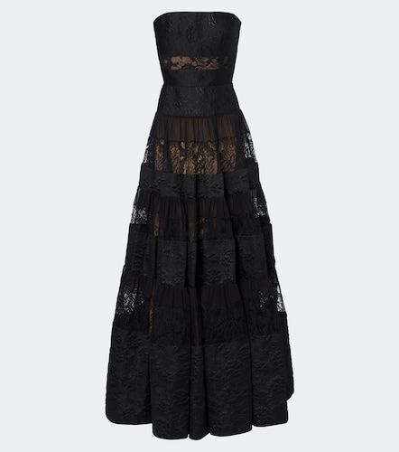 Abito lungo in jacquard floreale con pizzo - Elie Saab - Modalova