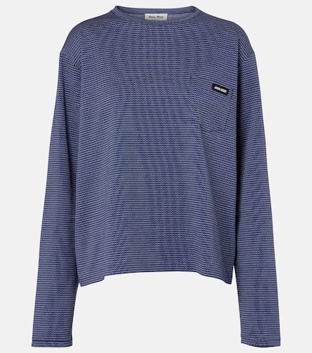 Camiseta de jersey de algodón a rayas - Miu Miu - Modalova