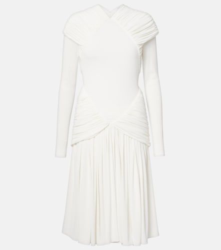 Abito midi in crêpe jersey con ruches - Ferragamo - Modalova