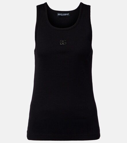 Tank top acanalado de algodón con DG - Dolce&Gabbana - Modalova