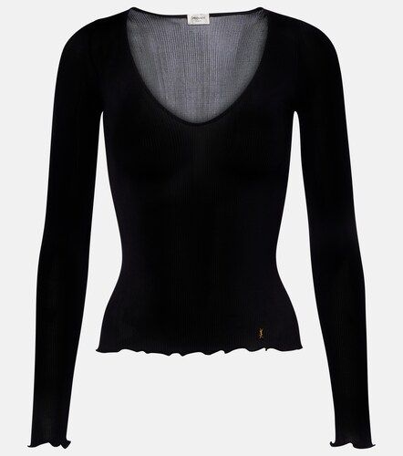 Saint Laurent Top in seta a coste - Saint Laurent - Modalova