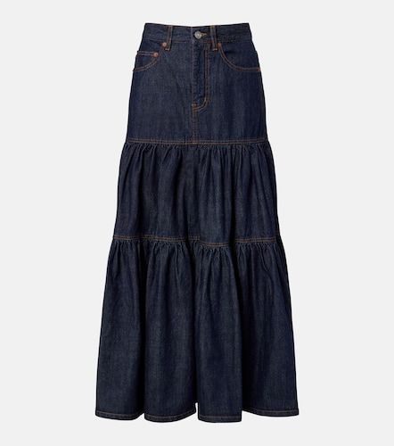 Gonna lunga di jeans a balze - Saint Laurent - Modalova