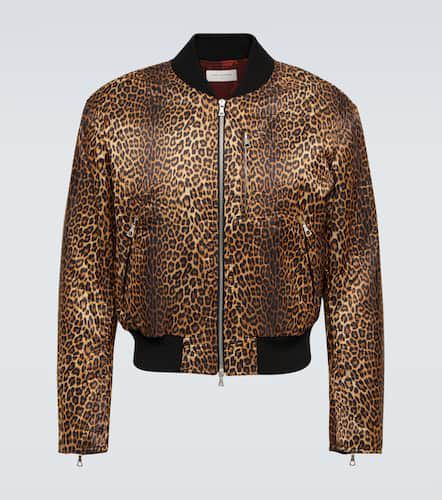 Leopard-print satin varsity jacket - Dries Van Noten - Modalova