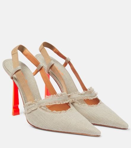 Pop Oyster linen slingback pumps - Off-White - Modalova