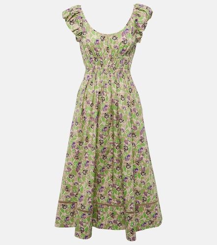 Abito midi in cotone con stampa floreale - Tory Burch - Modalova