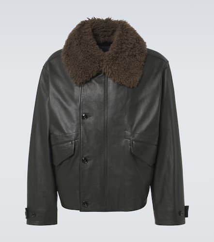 Shearling-trimmed leather jacket - Lemaire - Modalova