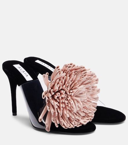 Floral-applique asymmetric mules - Alaia - Modalova