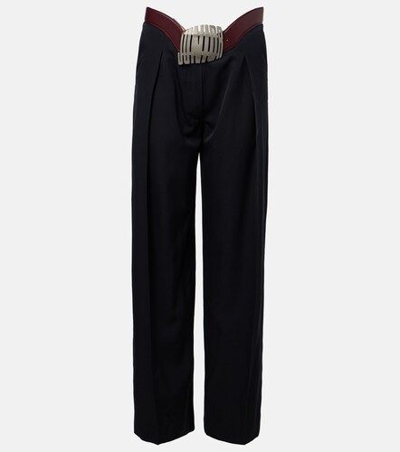 Hose aus Wolle mit Lederbesatz - Jean Paul Gaultier - Modalova