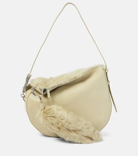 Knight Medium shearling-trimmed leather shoulder bag - Burberry - Modalova